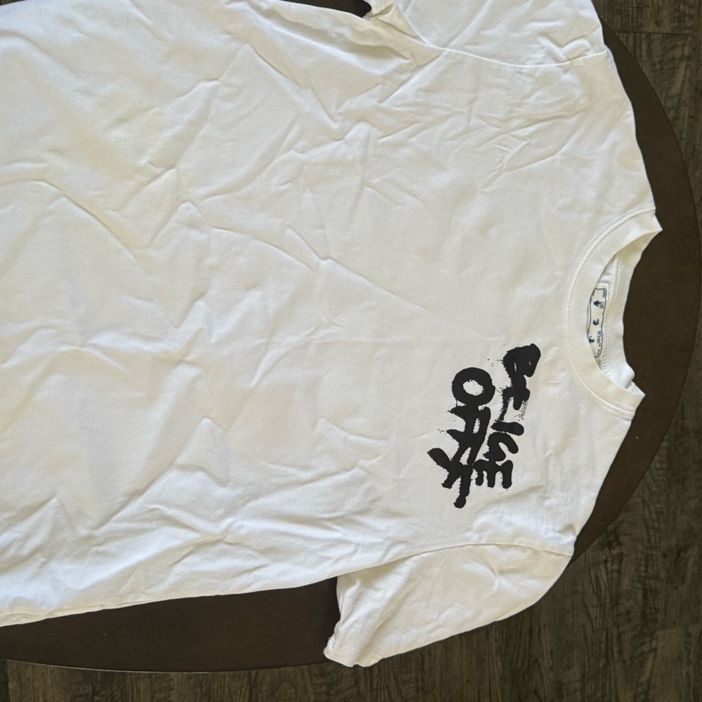 White T-Shirt with Black Graphic